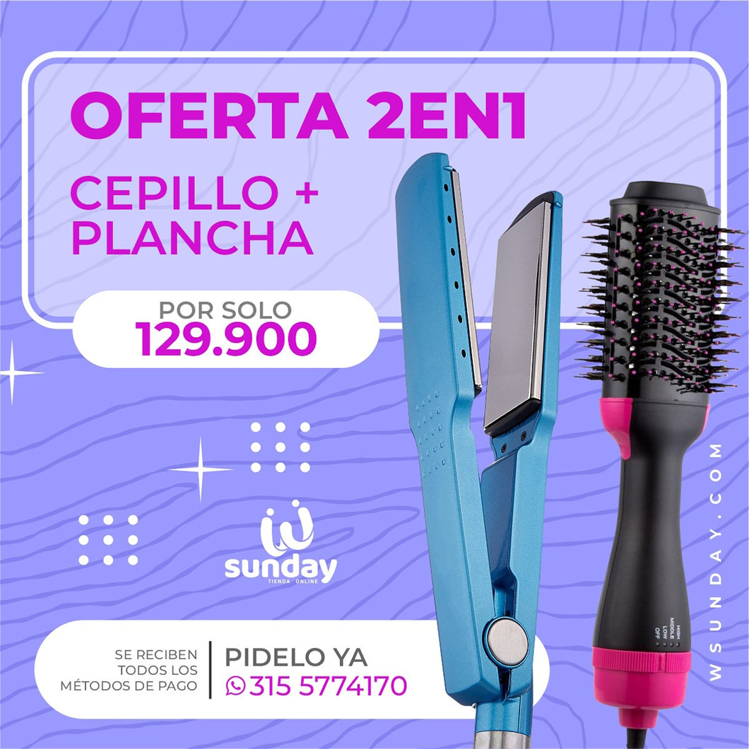 plancha ancha +cepillo 3 en 1 X 1