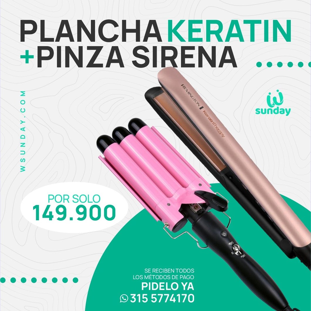 pinza de sirena + plancha de keratina X 1